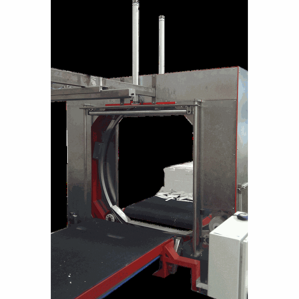 Orbital horizontal stretch film machine